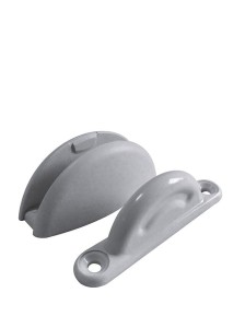 Biały ogranicznik drzwi przyczepy lub kampera Fawo.