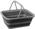 Składane wiadro Holdall Fold-Away Brunner w kolorze szarym z poręcznymi uchwytami.