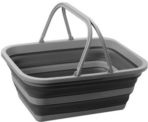 Składane wiadro Holdall Fold-Away Brunner w kolorze szarym z poręcznymi uchwytami.