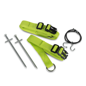 Pasy sztormowe Dometic Storm Tie Down Kit w kolorze zielonym.