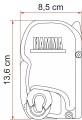 Wymiary kasety markizy ściennej F45s Fiamma deep black 300 cm do VW T5/T6 Multivan/Transporter.